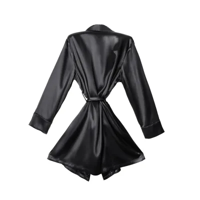 Blissy Signature Zijden Robe - Zwart