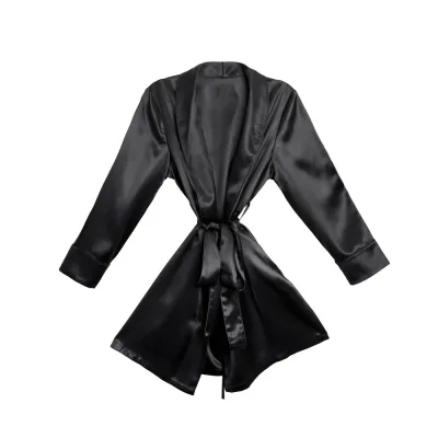 Blissy Signature Zijden Robe - Zwart