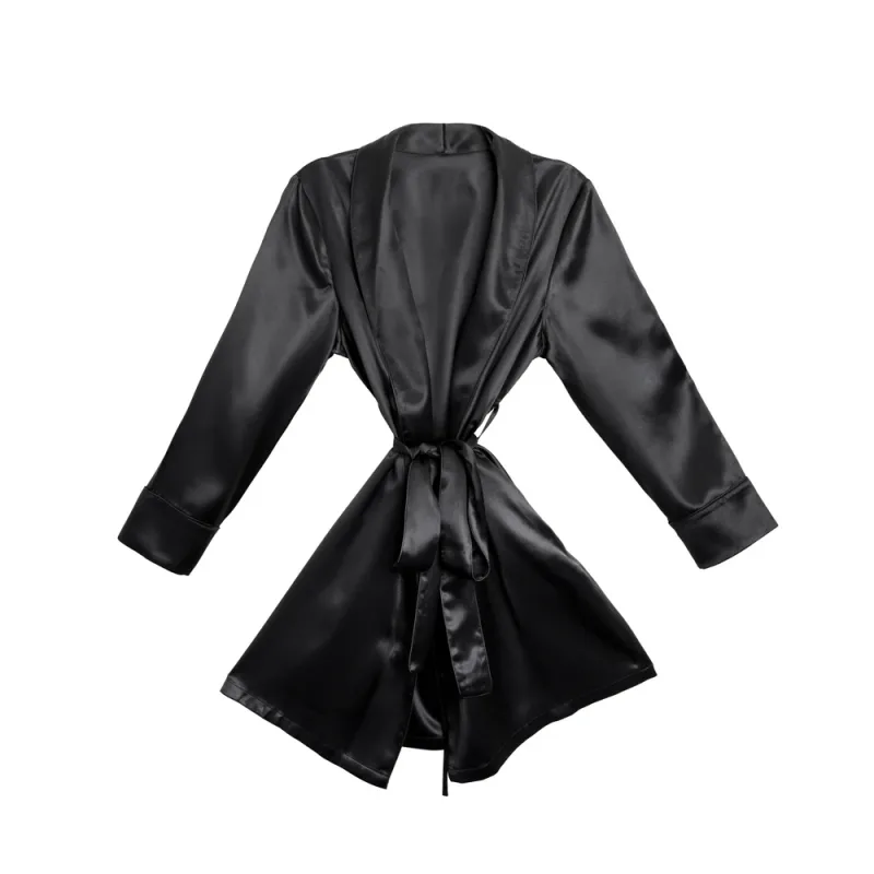 Blissy Signature Silk Robe - Black