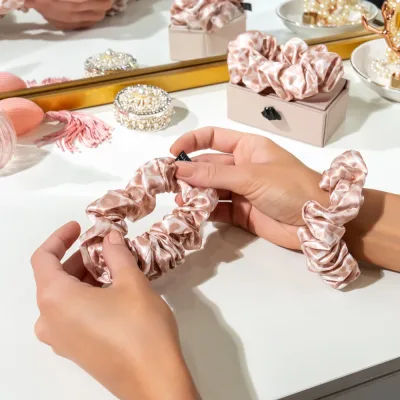 Blissy Scrunchies - Nicole Miller - Mauve Cheetah