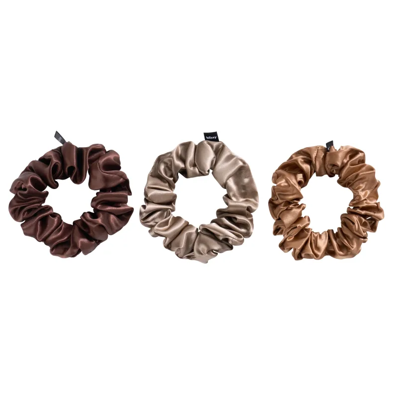 Blissy Scrunchies - Taupe, Cinnamon, Brown
