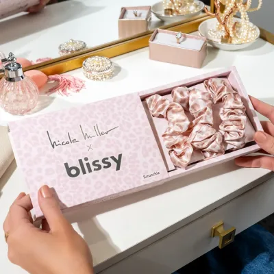 Blissy Scrunchies - Nicole Miller - Mauve Cheetah